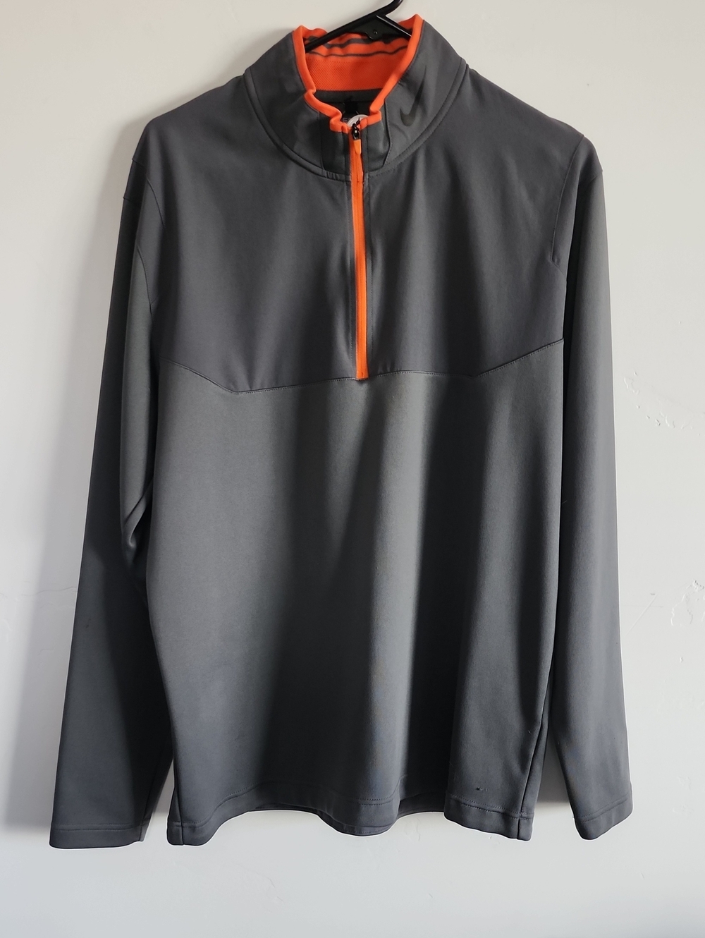 Nike Men's Gray Performance Half-Zip with Orange Trim